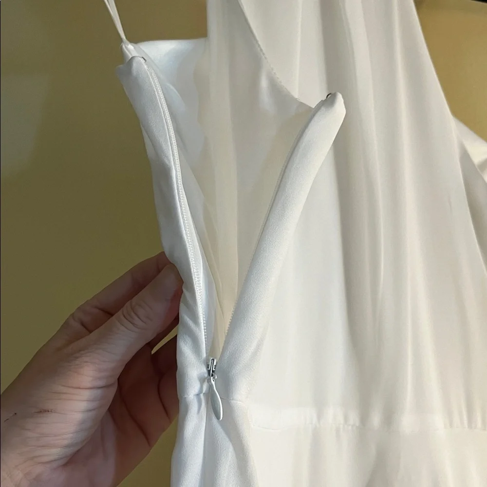 Express White Dress sleeveless- very soft halter-ish, eye catching lacy hemline. - Picture 8 of 9